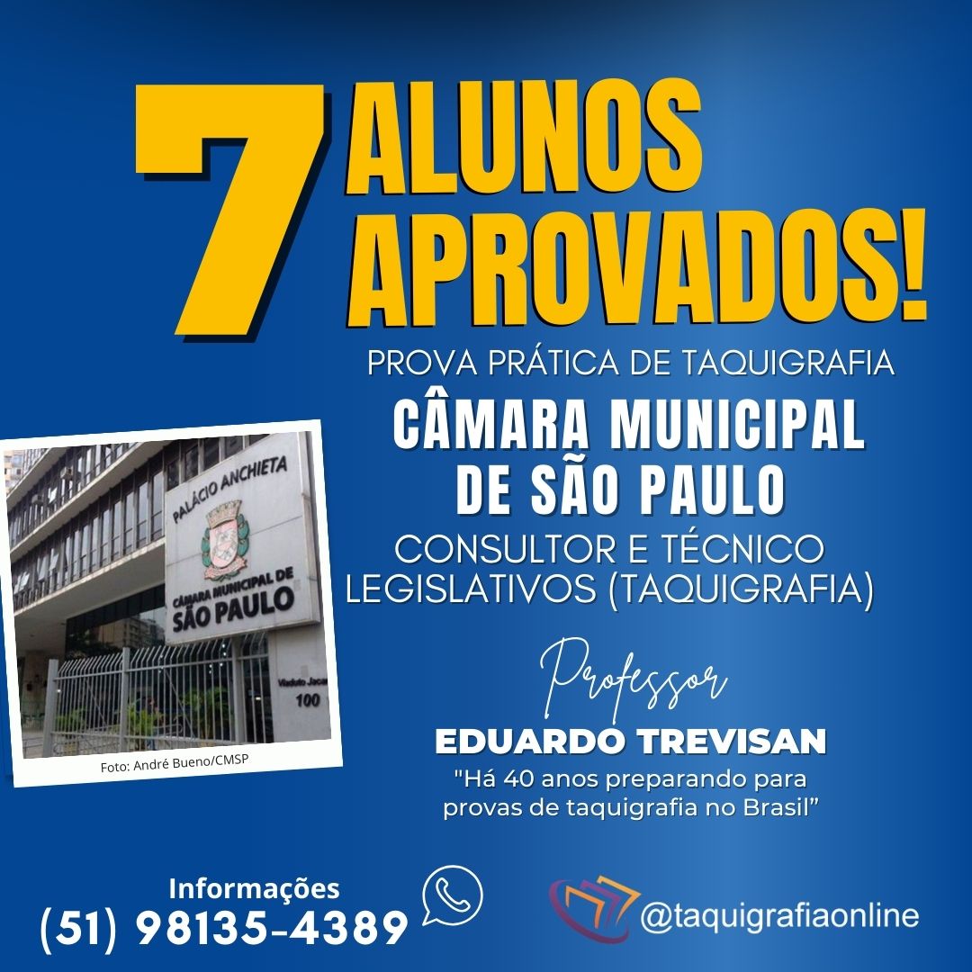 Prova prática de taquigrafia do concurso da Câmara Municipal de São Paulo